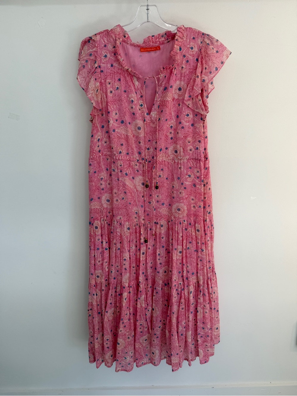 Pink Floral Oliphant Midi Cinch Dress